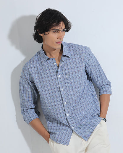 Blue & Black Cotton Check Full Sleeve Shirt – Kairo