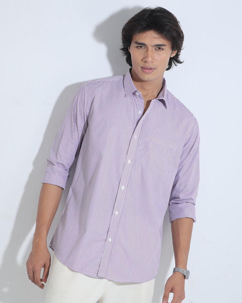 Purple and white Stripe Full Sleeve Shirt