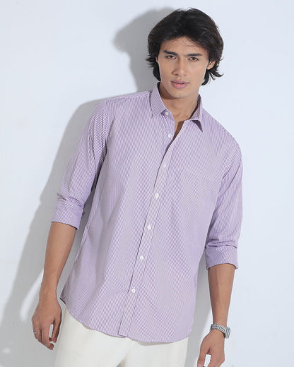 Purple and white Stripe Full Sleeve Shirt