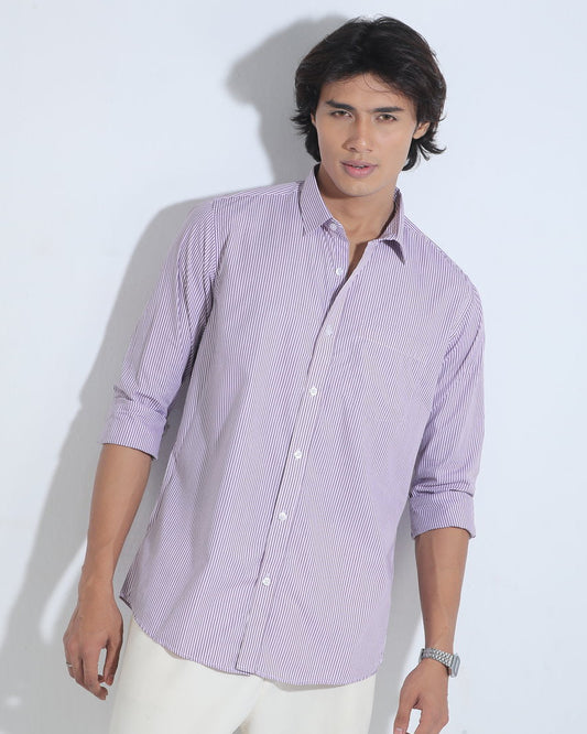 Purple and white Stripe Full Sleeve Shirt