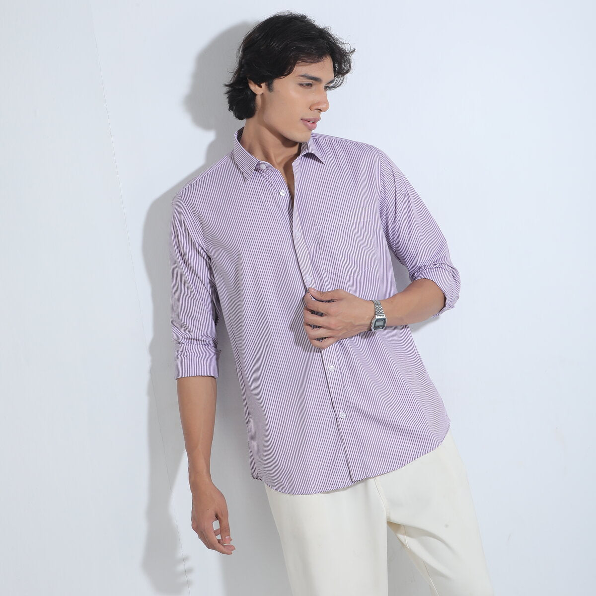 Purple and white Stripe Full Sleeve Shirt