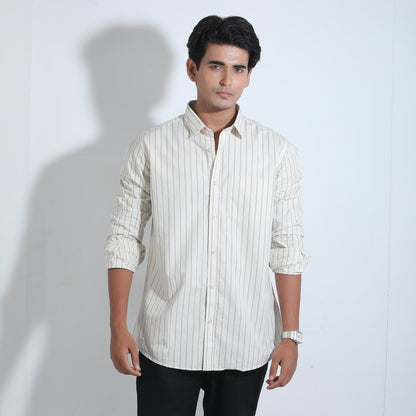 Cream and Ash stripe full sleeve shirt.