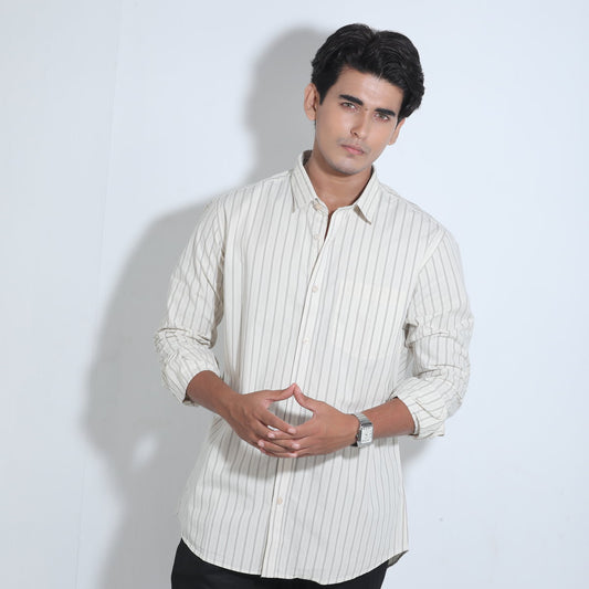 Cream and Ash stripe full sleeve shirt.