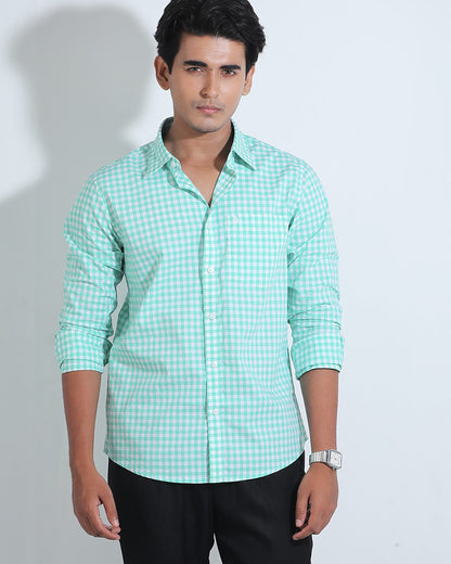 Green And White Cotton Check Full Sleeve Shirt – Kairo