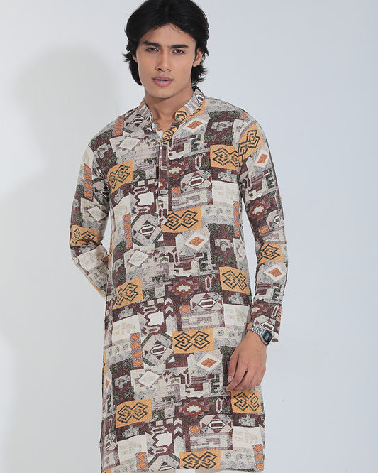 Printed Linen Panjabi for Men