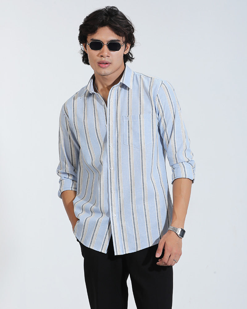 Sky blue Striped remicotton Cotton Full Sleeve Shirt – Kairo