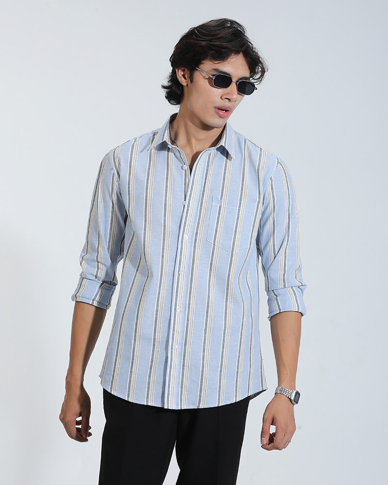 Sky blue Striped remicotton Cotton Full Sleeve Shirt – Kairo