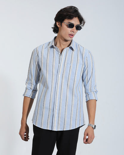 Sky blue Striped remicotton Cotton Full Sleeve Shirt – Kairo