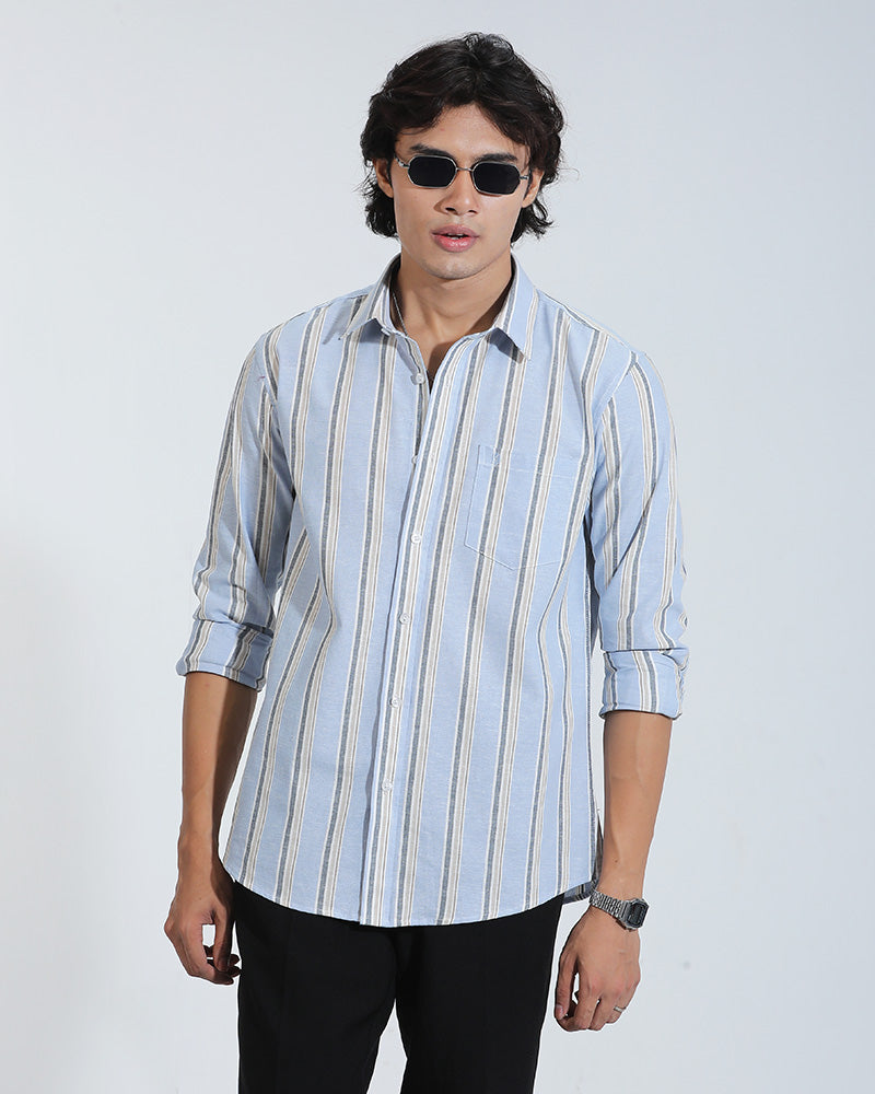 Sky blue Striped remicotton Cotton Full Sleeve Shirt – Kairo