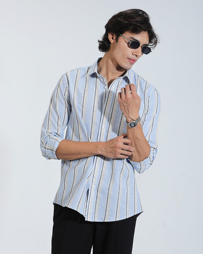 Sky blue Striped remicotton Cotton Full Sleeve Shirt – Kairo