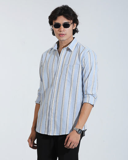 Sky blue Striped remicotton Cotton Full Sleeve Shirt – Kairo