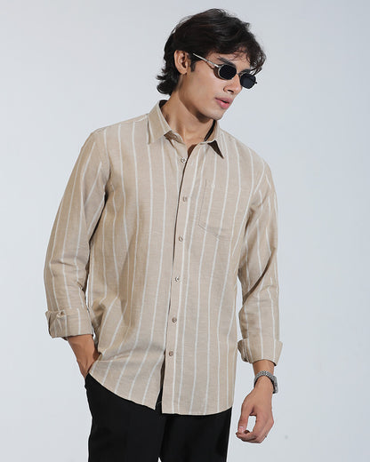 Remi Cotton Brown Striped Full Sleeve Shirt – Kairo