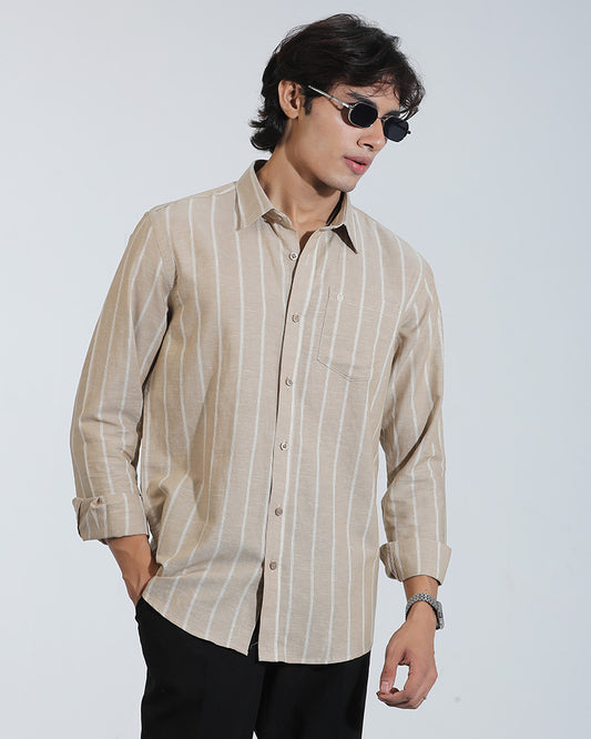 Remi Cotton Brown Striped Full Sleeve Shirt – Kairo
