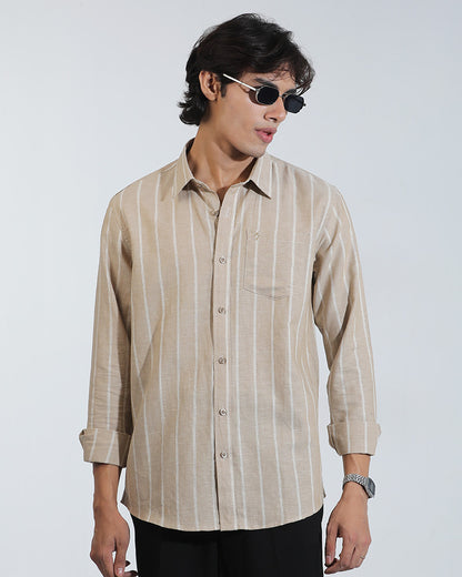 Remi Cotton Brown Striped Full Sleeve Shirt – Kairo
