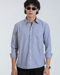 Blue And White  Cotton  Full Sleeve Shirt – Kairo