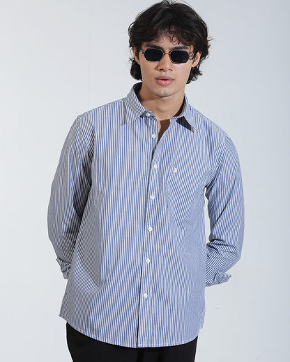 Blue And White  Cotton  Full Sleeve Shirt – Kairo