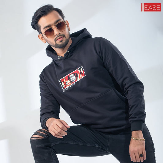 Black Colorful Embroidery Hoodie
