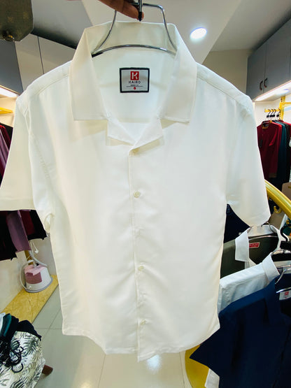Purplish white Premium Chinese cuban half sleeve shirt
