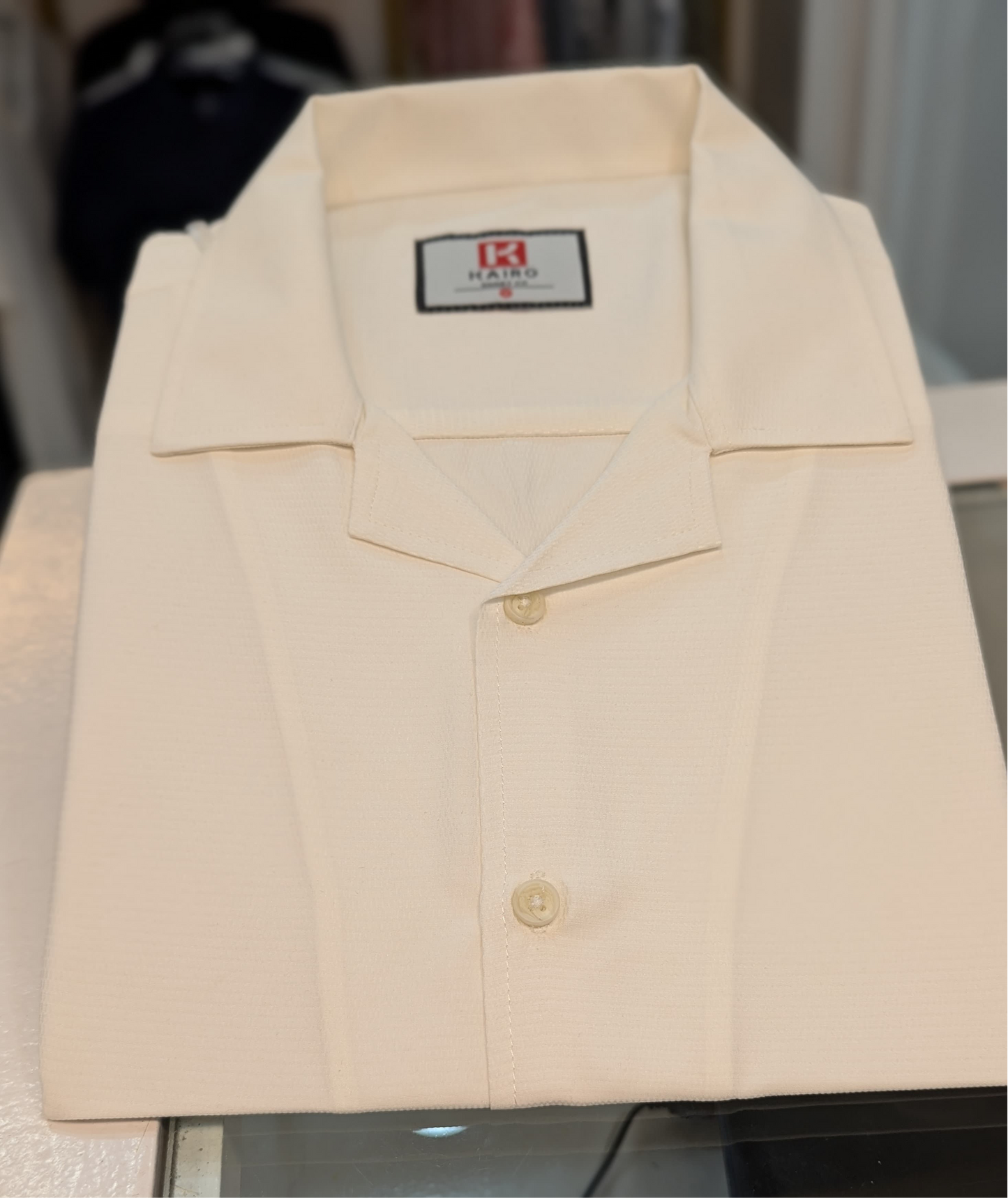 Purplish white Premium Chinese cuban half sleeve shirt