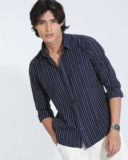 Black & White Striped Cotton Check Full Sleeve Shirt – Kairo