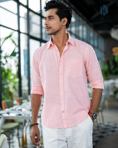 Soft Pink Remi Cotton  Full Sleeve Shirt – Kairo