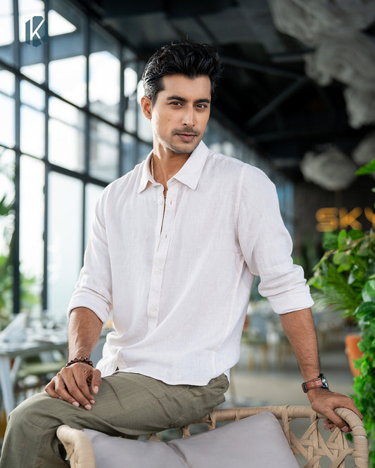 Cream Color Remi-Cotton Full Sleeve Shirt – Kairo