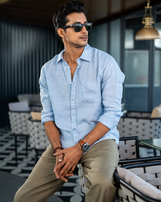 Sky Blue Remi Cotton  Full Sleeve Shirt – Kairo
