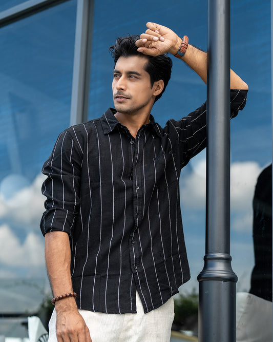 Black - White  Cotton  Full Sleeve Shirt – Kairo