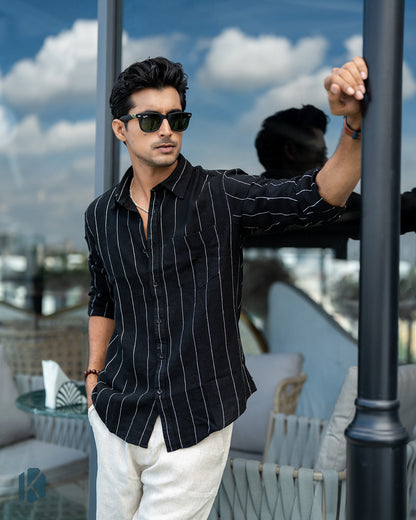 Black - White  Cotton  Full Sleeve Shirt – Kairo
