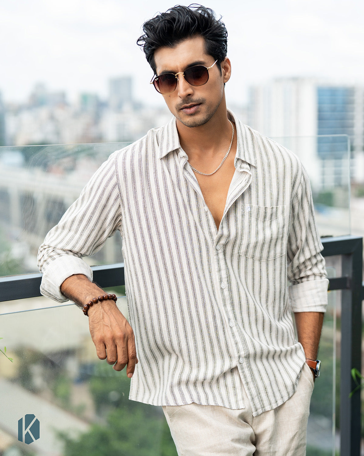 Black and Brown Remi Cotton Stripe Full Sleeve Shirt – Kairo