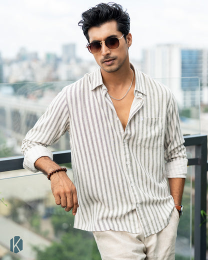 Black and Brown Remi Cotton Stripe Full Sleeve Shirt – Kairo