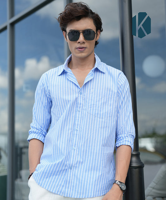 Blue and white stripes  Full Sleeve Shirt – Kairo