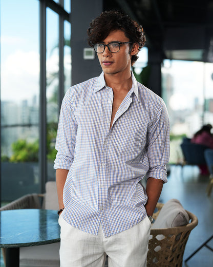White Cotton Check Full Sleeve Shirt – Kairo