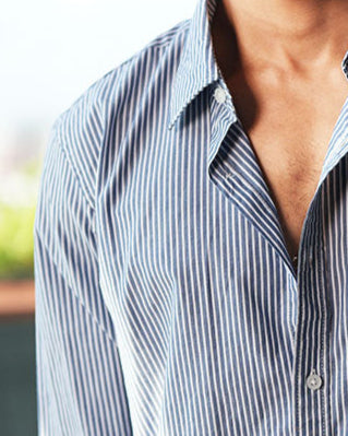 Blue And White  Cotton  Full Sleeve Shirt – Kairo