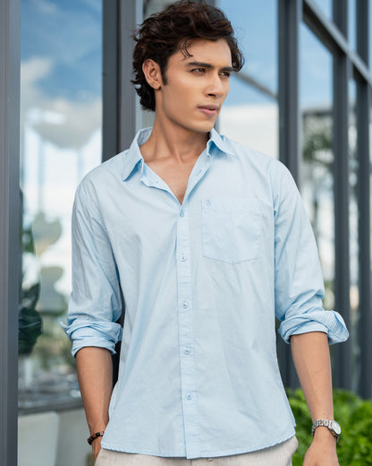 Sky Blue Cotton Full Sleeve Cotton Shirt – Kairo