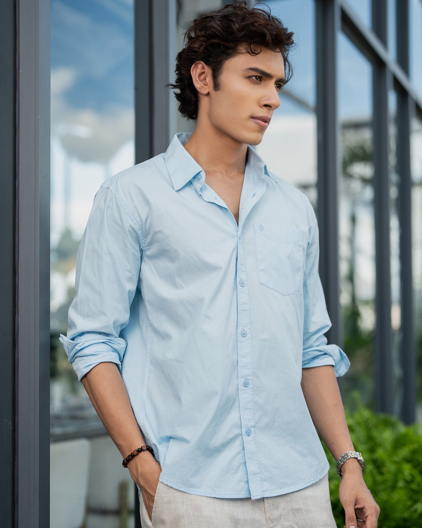 Sky Blue Cotton Full Sleeve Cotton Shirt – Kairo