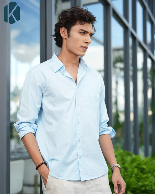Sky Blue Cotton Full Sleeve Cotton Shirt – Kairo