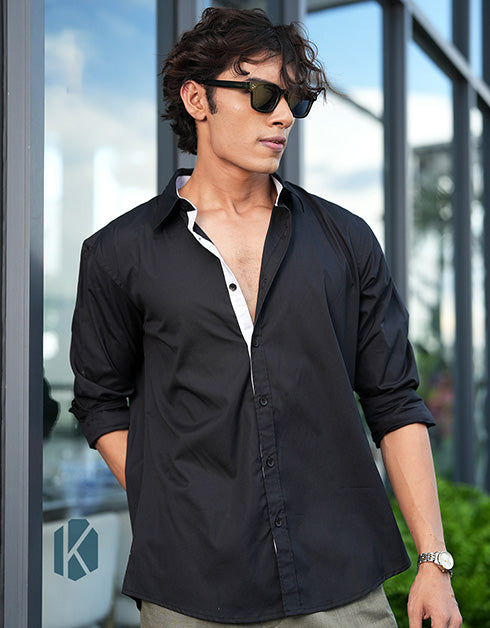 Black Cotton Full Sleeve Cotton Shirt – Kairo