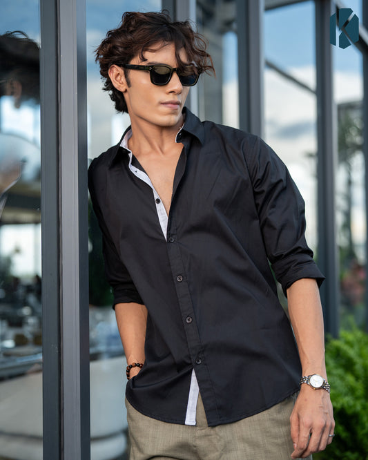 Black Cotton Full Sleeve Cotton Shirt – Kairo