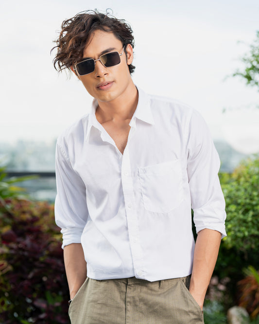 White  Cotton Full Sleeve Cotton Shirt – Kairo