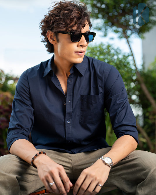 Blue  Colour Cotton Full Sleeve Cotton Shirt – Kairo