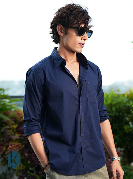 Blue  Colour Cotton Full Sleeve Cotton Shirt – Kairo