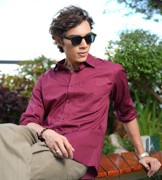 Maroon Color Cotton Full Sleeve Shirt – Kairo