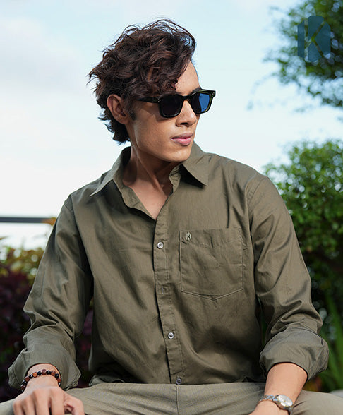 Olive Cotton Full Sleeve Cotton Shirt – Kairo
