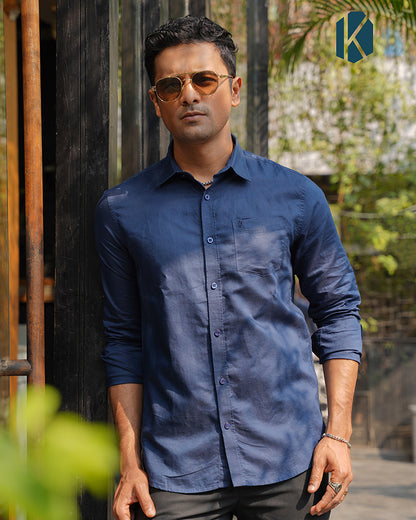 Blue Remi Cotton Full Sleeve Shirt for Men – Office & Casual Wear