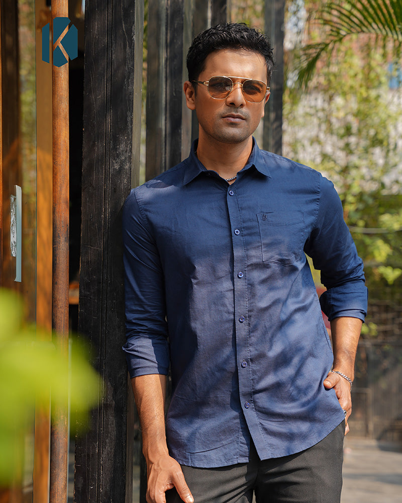 Blue Remi Cotton Full Sleeve Shirt for Men – Office & Casual Wear