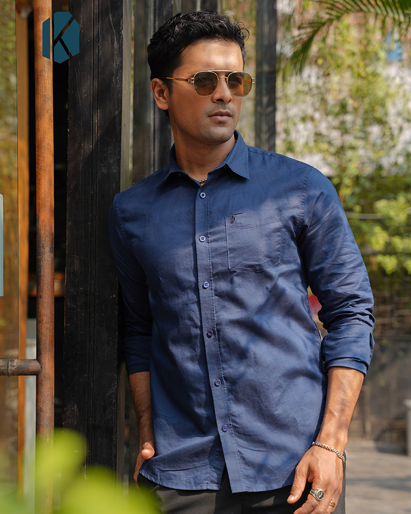 Blue Remi Cotton Full Sleeve Shirt for Men – Office & Casual Wear