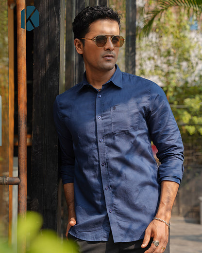Blue Remi Cotton Full Sleeve Shirt for Men – Office & Casual Wear