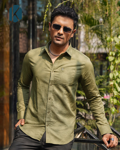 Sage Green Remi Cotton Full Sleeve Shirt for Men – Premium Office and  Smart-Casual Wear