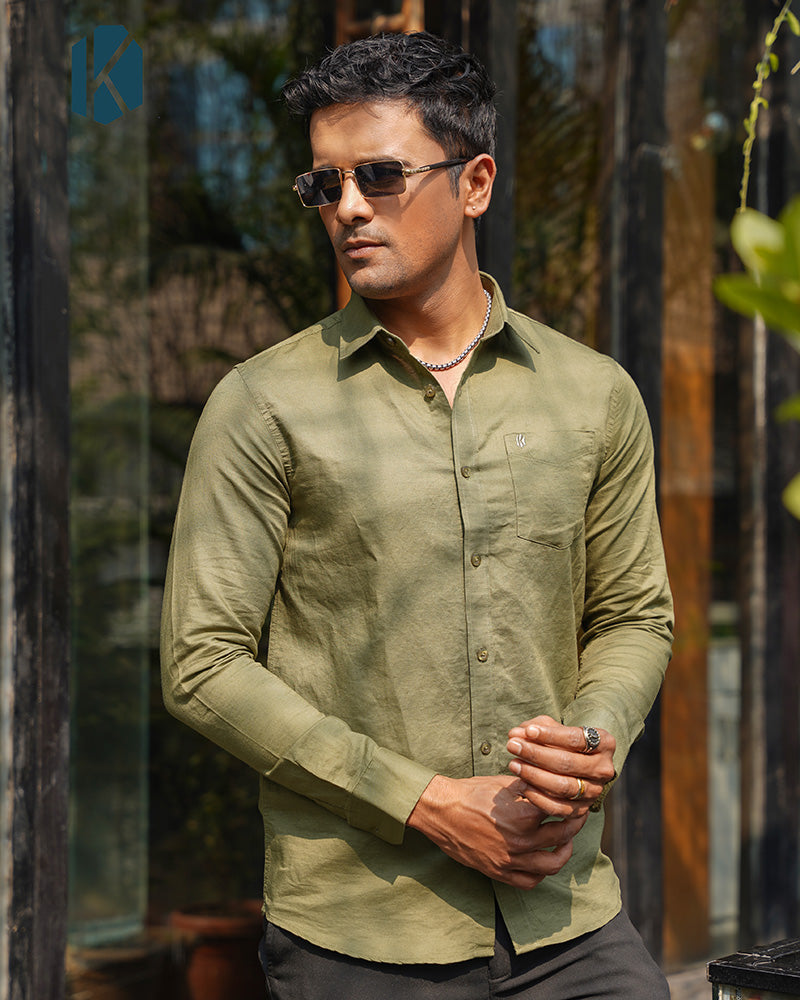 Sage Green Remi Cotton Full Sleeve Shirt for Men – Premium Office and  Smart-Casual Wear